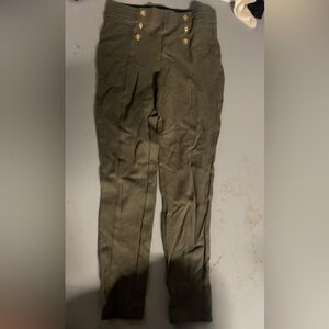 Zara Women’s Green Khaki Chinos Pants Buttons Size Medium